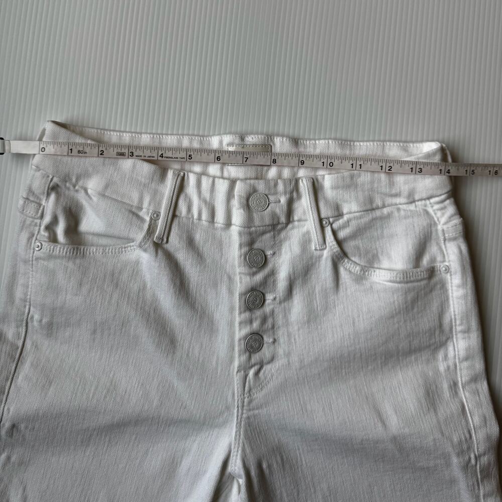 MOTHER Pixie Ankle Fray Skinny Jeans 28 White Button Fly Frayed Hem Clean Girl - Picture 13 of 16